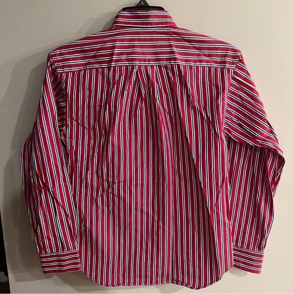 RALPH LAUREN Boy’s Red Striped Button Down Shirt Size M - Picture 2 of 3